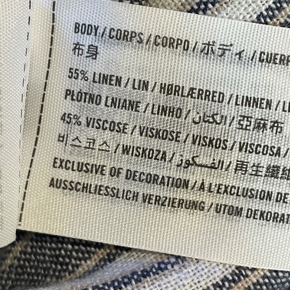 Abercrombie & Fitch Ultra High Rise Blue Linen Striped Pants wide leg Small - Picture 8 of 13